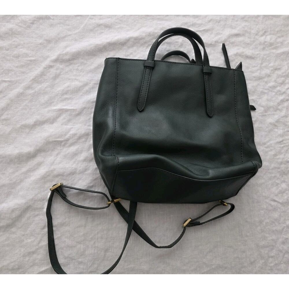 Fossil Women's Parker Leather Convertible Backpack Purse Handbag EUC Dark Green